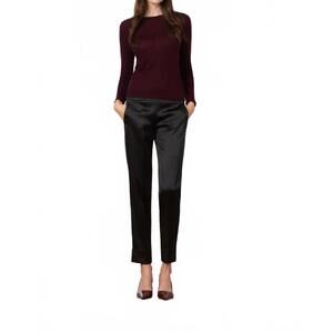 NEW AVENUE MONTAIGNE women's satin ben pants in black